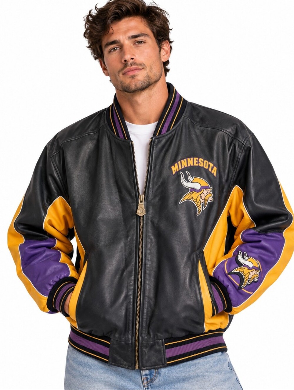 Vintage Minnesota Vikings LEATHER Jacket XXL G-III & Carl Banks for Wilsons NFL